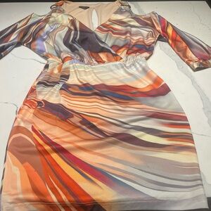 bebe Vibrant Long Sleeve Dress